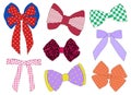 Bows vector illustration. Ribbons bow plaid spots stripe Royalty Free Stock Photo